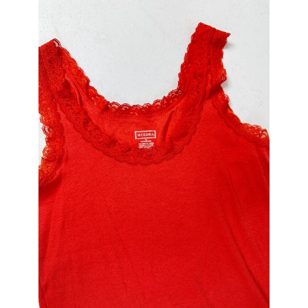 Y2K Merona Cami Tank Top XS Orange‎ Lace Trim Vintage Preppy Coquette Style